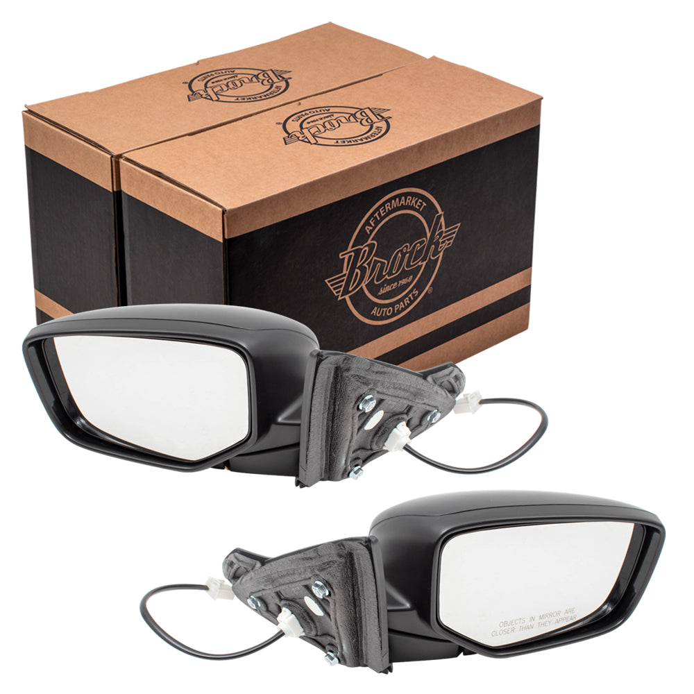 Brock Replacement Pair Set Power Side View Mirrors PTM w/ Cover Non-Heated WITHOUT Signal Compatible with 13-17 Accord Sedan 76253T2FA01 76255T2FA01 76203T2FA01 76205T2FA01