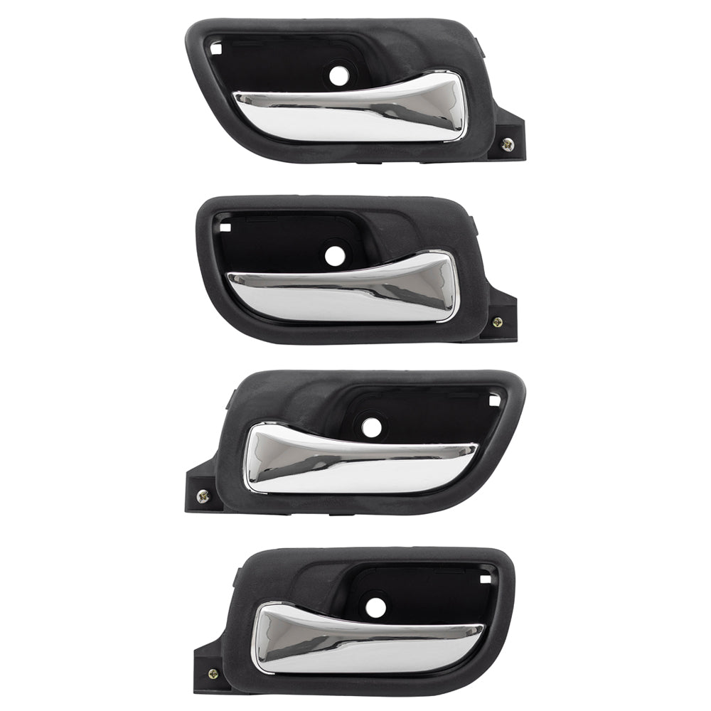 Fits Honda Accord 03-07 4 Pc Set of Inside Door Handles Chrome w/ Black Housing