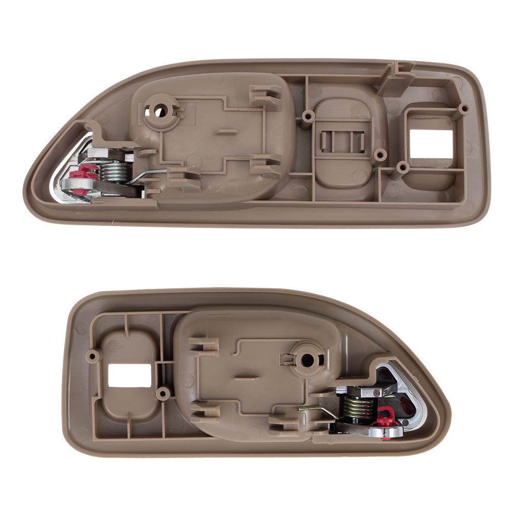 Brock Replacement Pair Set Front Inside Interior Door Handles Beige & Chrome Compatible with Accord w/ Power Locks 72165SV4003ZE 72125SV4003ZE