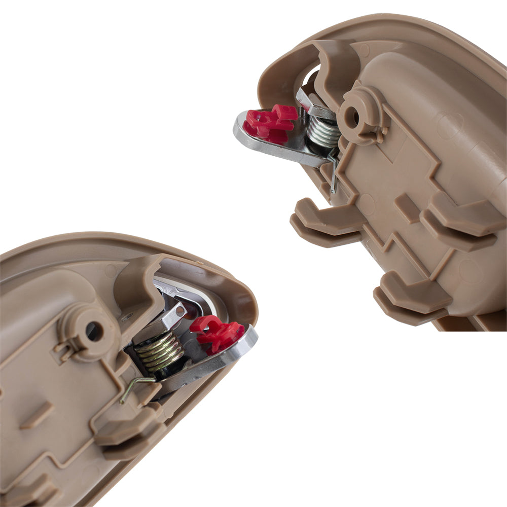 Brock Replacement Pair Set Front Inside Interior Door Handles Beige & Chrome Compatible with Accord w/ Power Locks 72165SV4003ZE 72125SV4003ZE