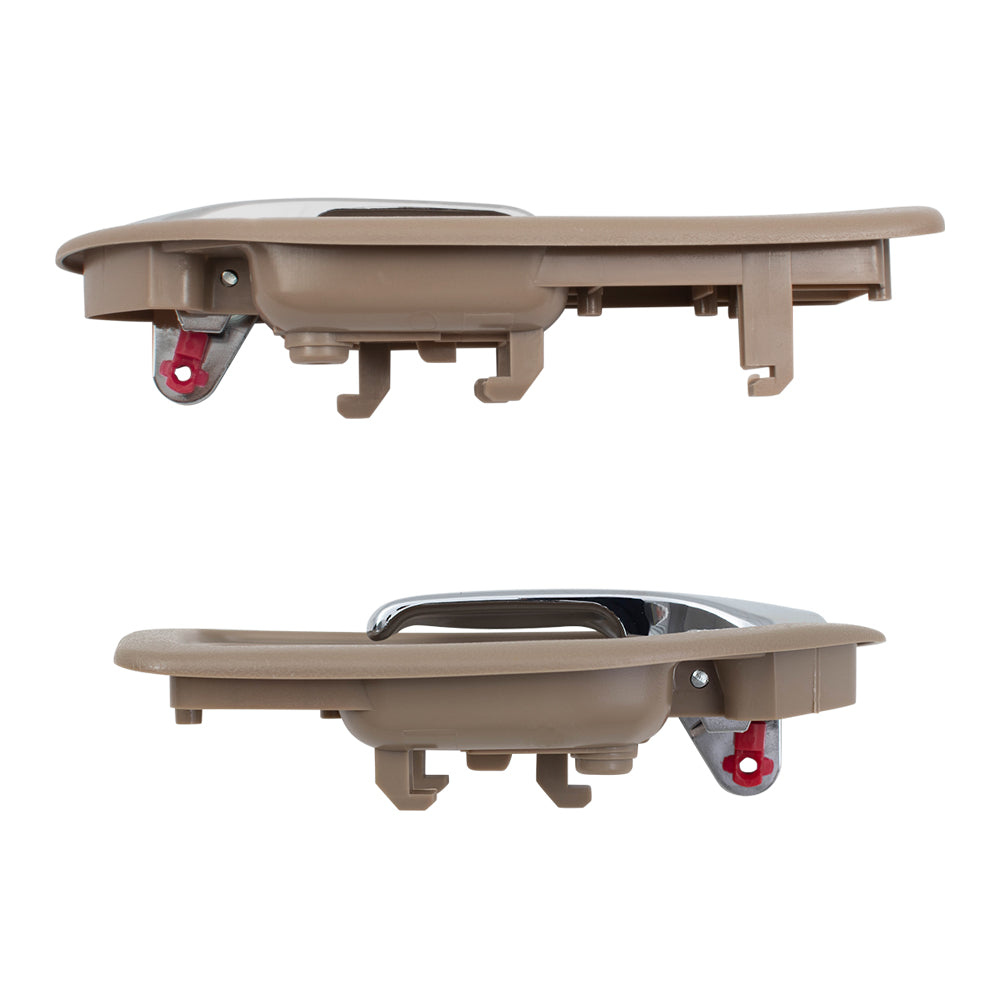 Brock Replacement Pair Set Front Inside Interior Door Handles Beige & Chrome Compatible with Accord w/ Power Locks 72165SV4003ZE 72125SV4003ZE