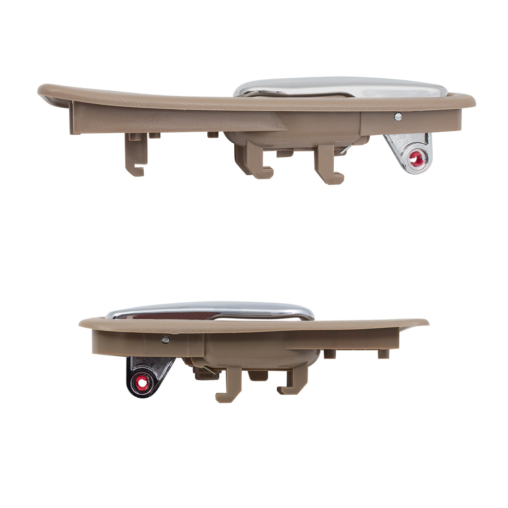 Brock Replacement Pair Set Front Inside Interior Door Handles Beige & Chrome Compatible with Accord w/ Power Locks 72165SV4003ZE 72125SV4003ZE