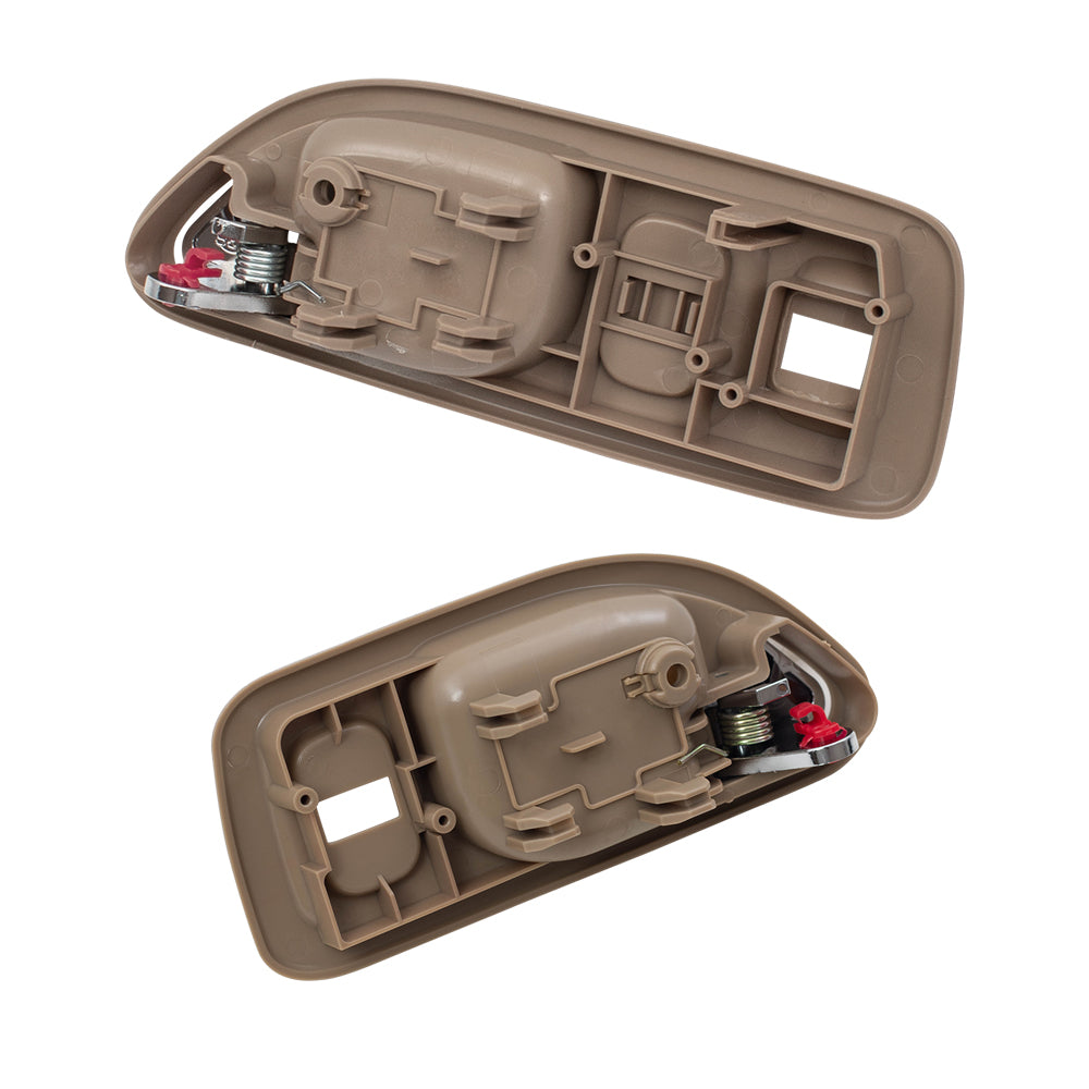 Brock Replacement Pair Set Front Inside Interior Door Handles Beige & Chrome Compatible with Accord w/ Power Locks 72165SV4003ZE 72125SV4003ZE