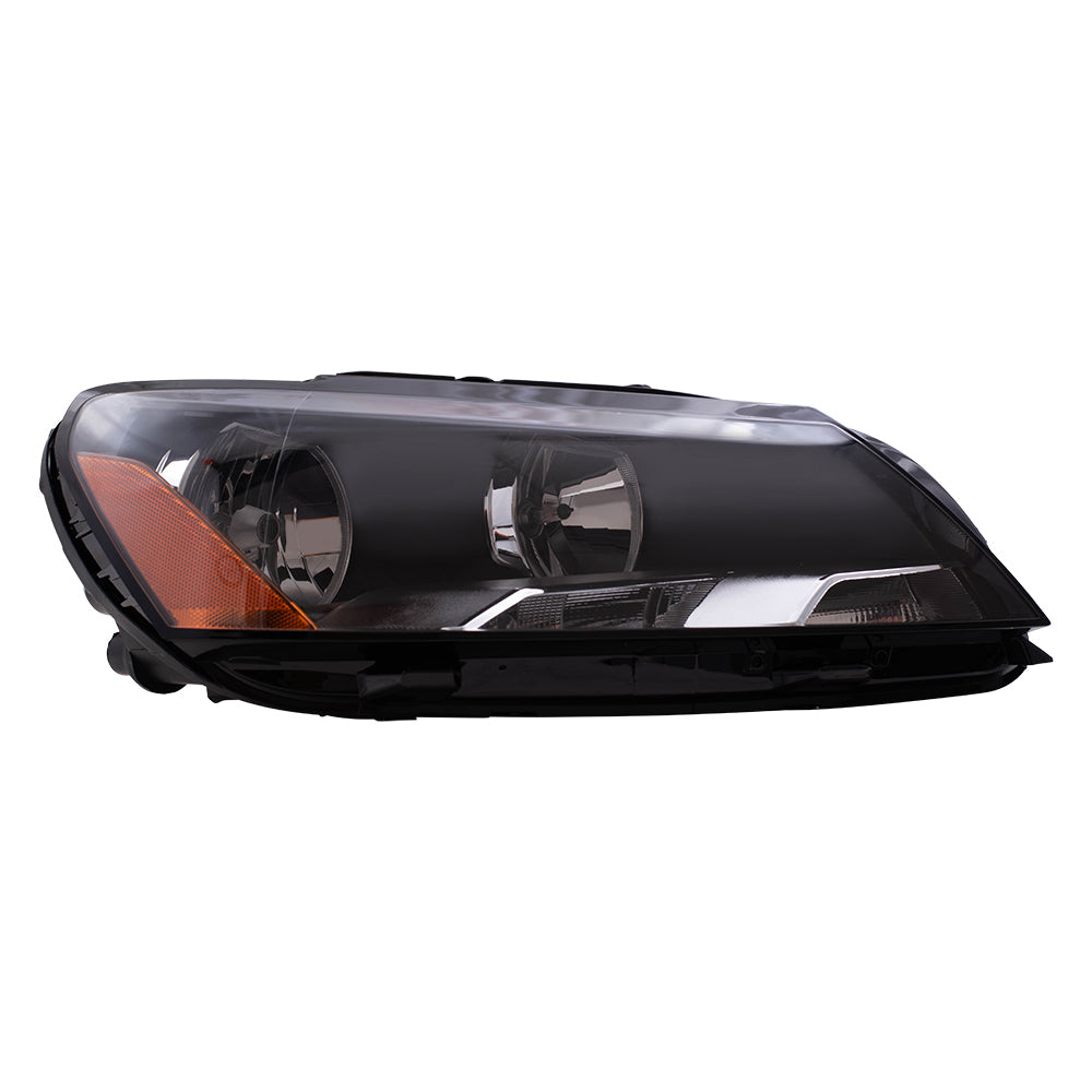 Brock Replacement Pair Set Halogen Combination Headlights Headlamps Compatible with 2012 2013 2014 2015 Passat 561-941-005D 561-941-006D