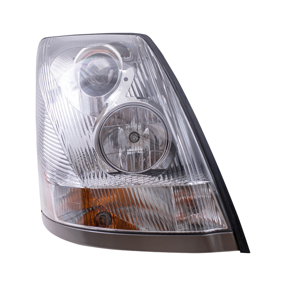 Brock Replacement Halogen Combination Headlight Assembly Passenger Side with Chrome Bezel Compatible with 04-18 VNL 04-18 VNM 04-15 VN