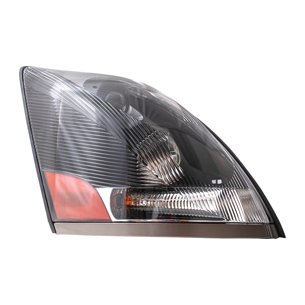 Brock Replacement Halogen Combination Headlight Assemblies Driver and Passenger Set with Black Bezel Compatible with 04-18 VNL 04-18 VNM 04-15 VN