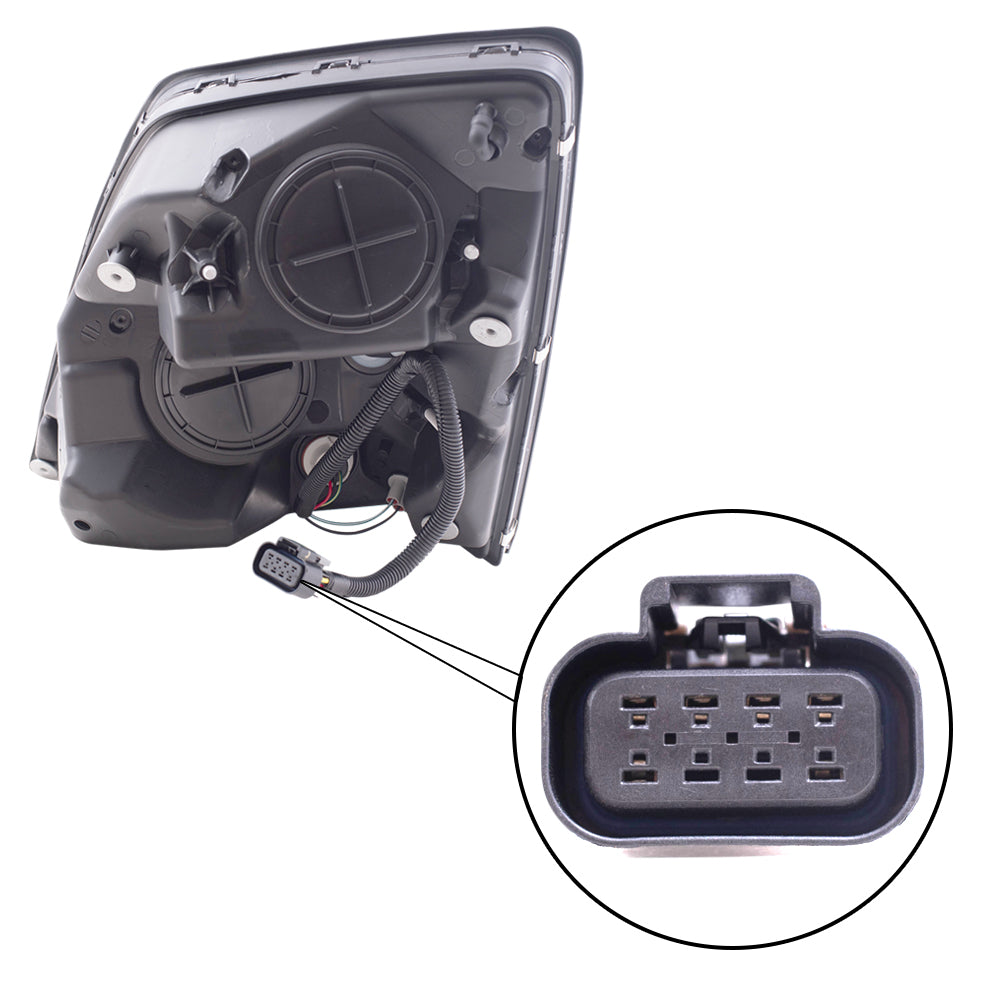 Brock Replacement Halogen Combination Headlight Assemblies Driver and Passenger Set with Black Bezel Compatible with 04-18 VNL 04-18 VNM 04-15 VN