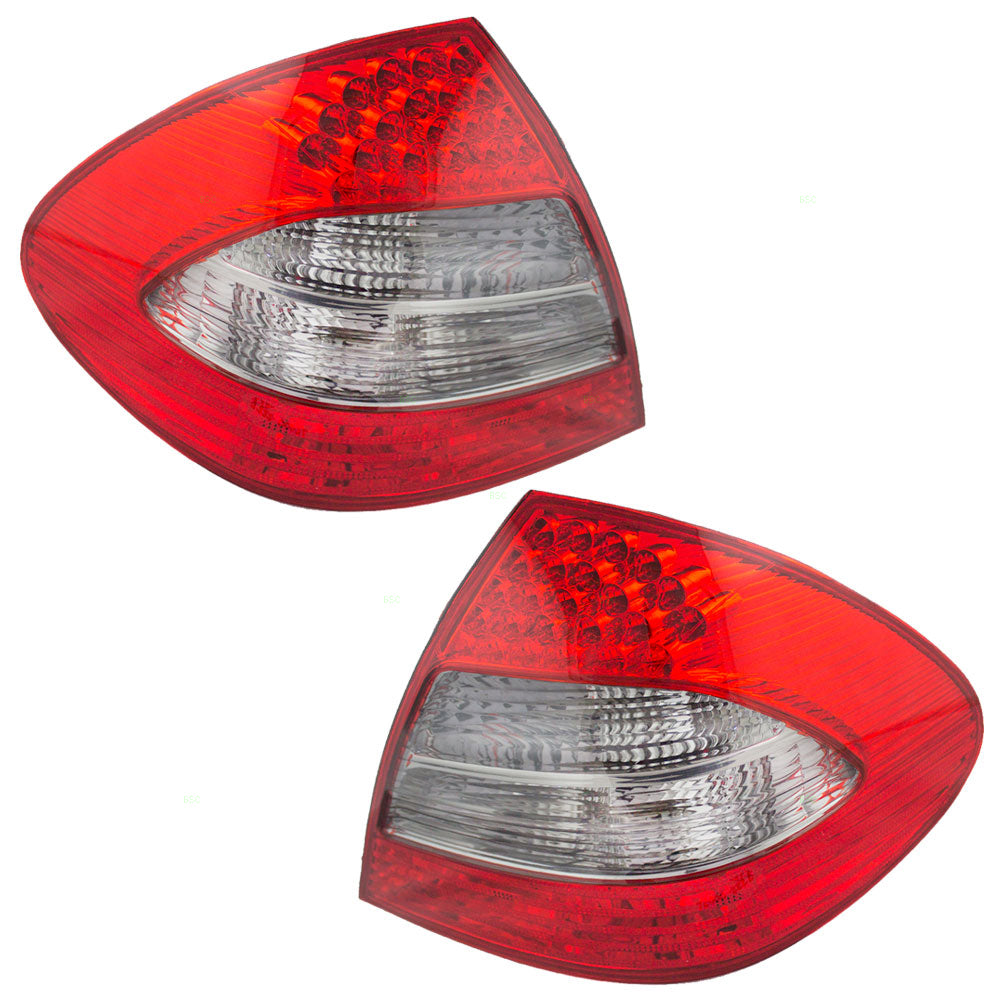Brock Replacement Pair LED Tail Lights Compatible with 07-09 E-Class Sedan Appearance Package Smoked Back Up Lens Set 2118202564 2118202664 211 820 25 64 211 820 26 64