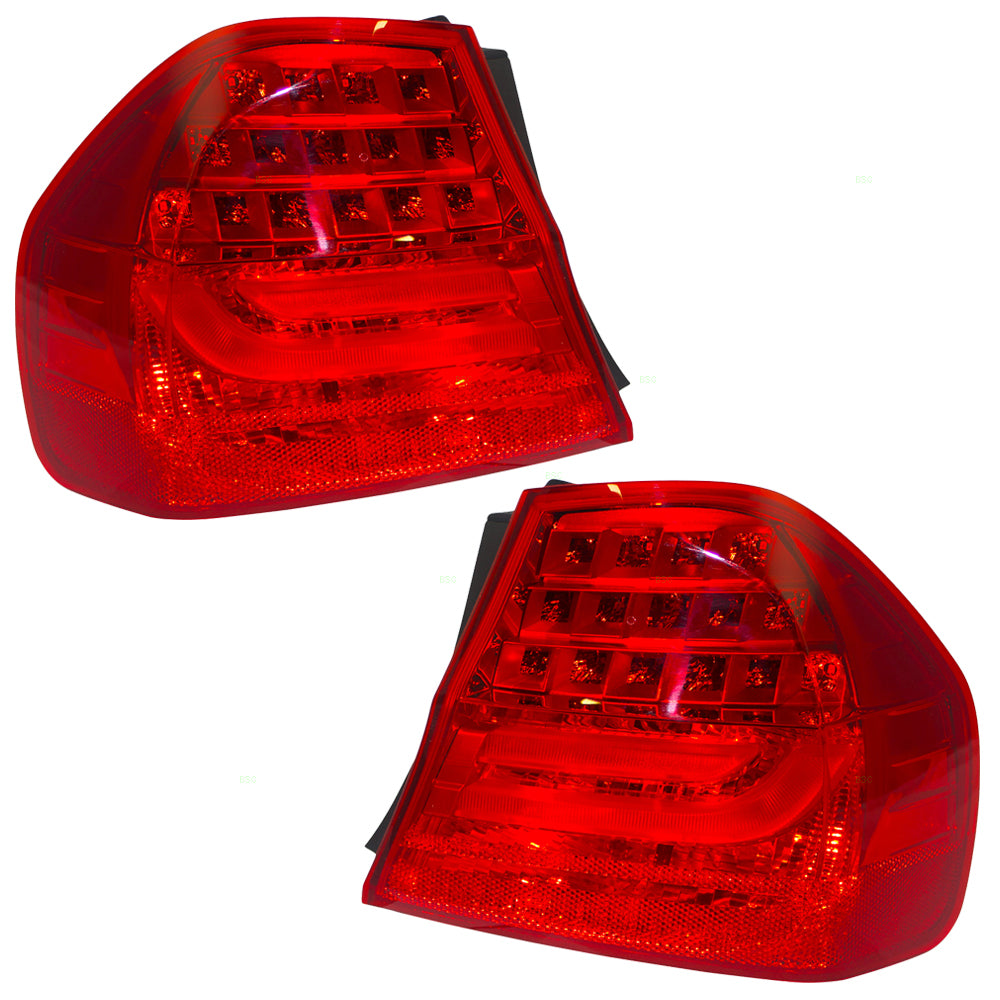 Brock Replacement Pair Set Taillights Tail Lamps Quarter Panel Mounted Compatible with 2009-2011 3 Series M3 Sedan 63 21 7 289 429 63 21 7 289 430