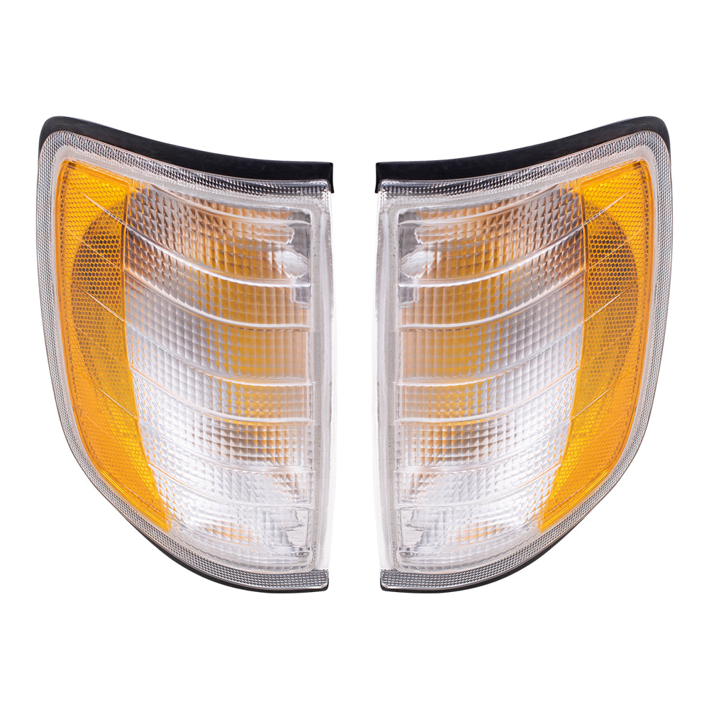 Brock Replacement Driver and Passenger Park Signal Corner Marker Lights Lamps Lenses Compatible with 1994-1996 E-Class 1248261143 1248261243