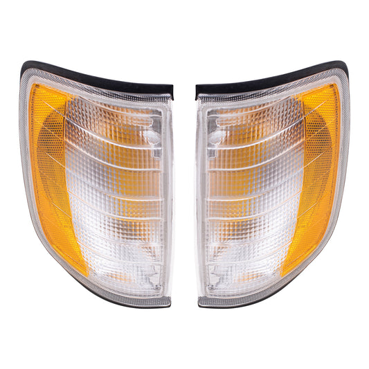 Brock Replacement Driver and Passenger Park Signal Corner Marker Lights Lamps Lenses Compatible with 1994-1996 E-Class 1248261143 1248261243