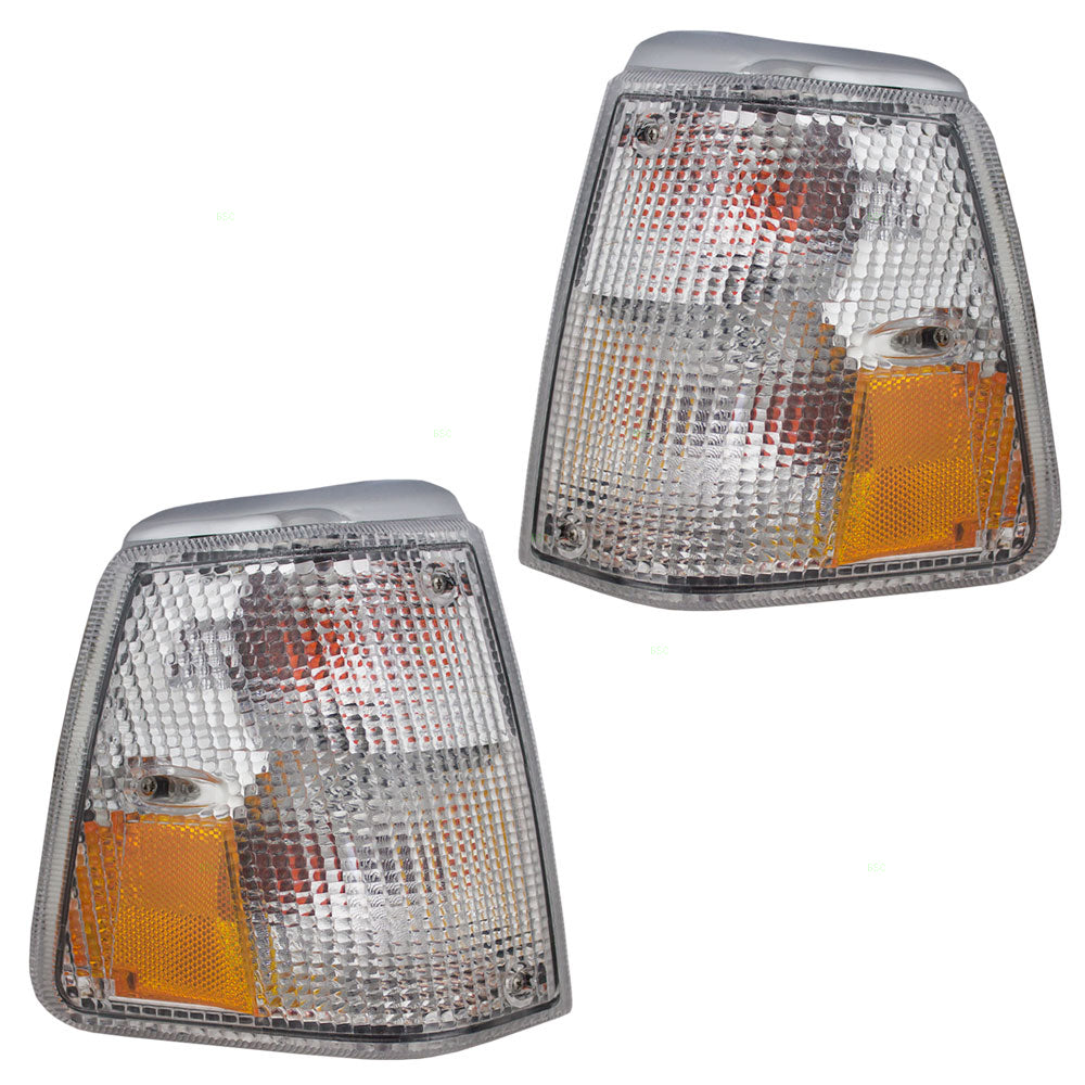 Brock Replacement Driver and Passenger Park Signal Corner Marker Lights Lamps Lenses Compatible with 1986-1993 240 Series 1312623-0 1312630-5