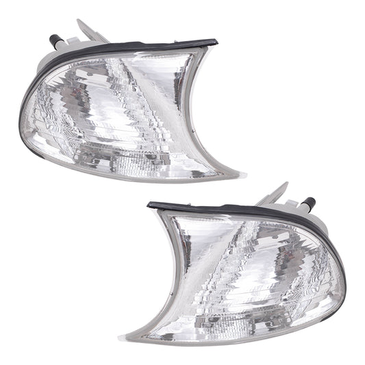 Brock Replacement Driver and Passenger Park Signal Corner Marker Lights Lamps Clear Lens Compatible with 1999-2001 3 Series E46 Coupe & Convertible 63126904307 63126904308