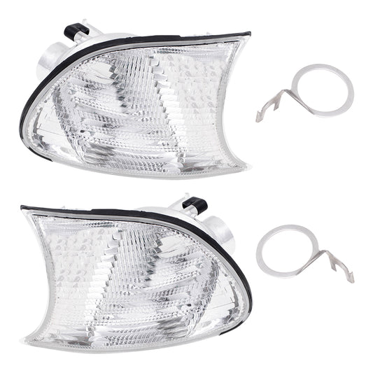 Brock Replacement Driver and Passenger Park Signal Front Marker Lights Lamps Lenses Compatible with 2002-2003 3 Series Coupe Convertible 2002-2006 M3 63137165857 63137165858