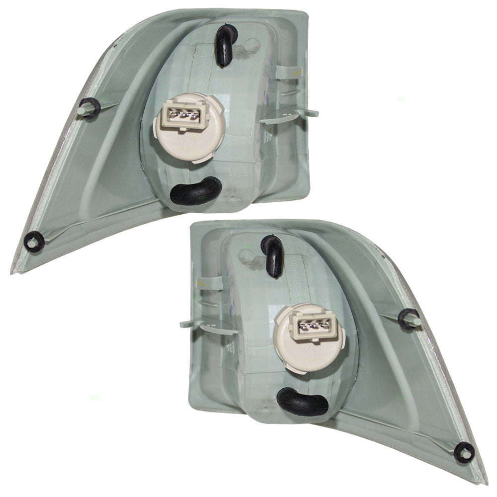 Brock Replacement Driver and Passenger Park Signal Corner Marker Lights Lamps with Chrome Bezels Compatible with 2001-2004 S40 V40 306218330 306218348