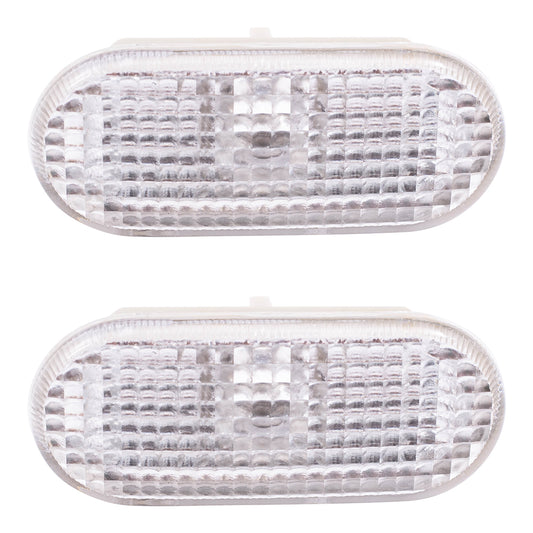 Brock Replacement Front Side Repeater Light Units with White Lens Compatible with 1999-2005 Golf 1995-2005 A4 1998-2005 Passat 1999-2002 Cabrio 1J0 949 117 A