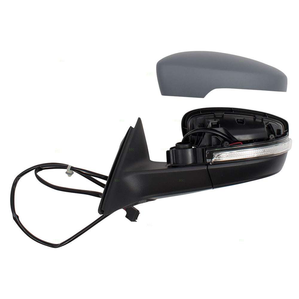 Brock Replacement Drivers Power Side View Mirror Heated Signal Gray Cap Compatible with 2012 2013 2014 2015 Passat 561857507R9B9