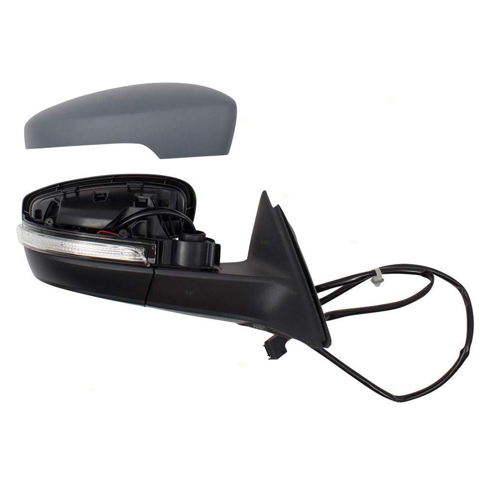 Brock Replacement Passengers Power Side View Mirror Heated Signal Gray Cap Compatible with 2012 2013 2014 2015 Passat 561857508R9B9