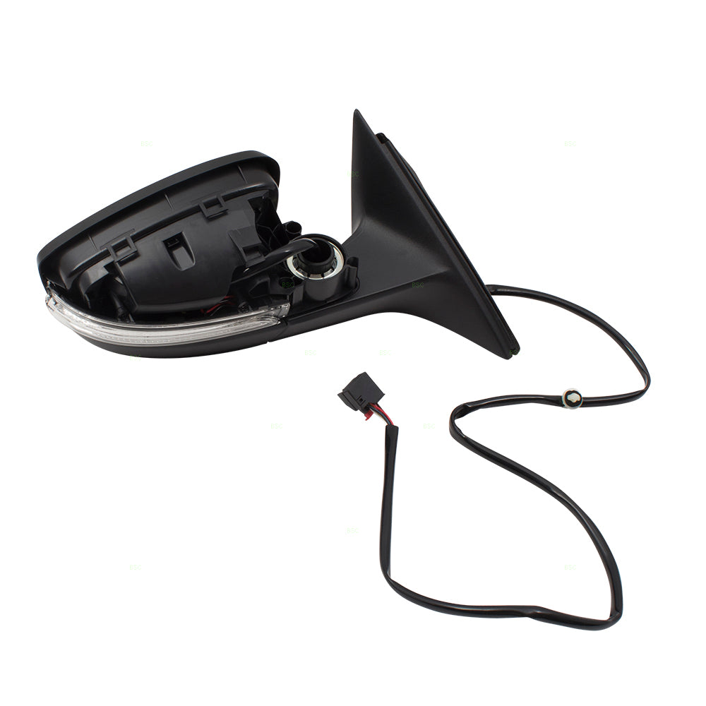 Brock Replacement Passengers Power Side View Mirror Heated Signal Gray Cap Compatible with 2012 2013 2014 2015 Passat 561857508R9B9