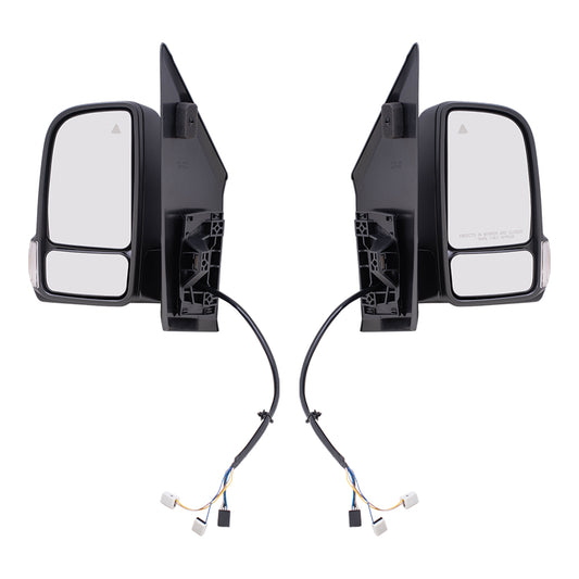 Brock Replacement Driver and Passenger Side Power Mirrors Textured Black with Heat, Signal, Blind Spot Detection & Manual Fold Compatible with 2019-2020 Sprinter Cargo 1500/2500/3500 (907)