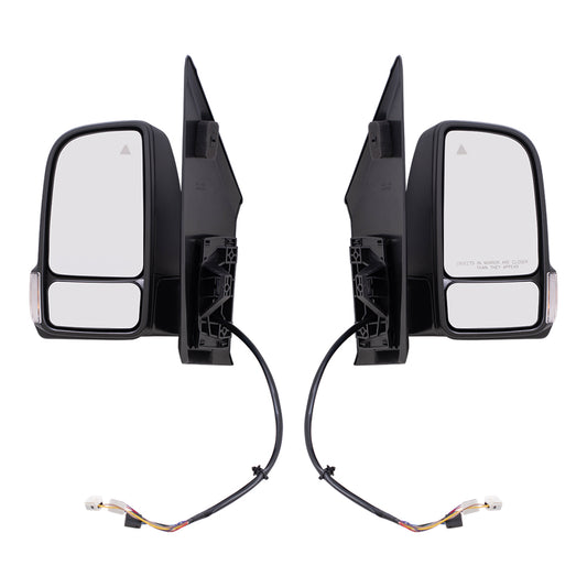 Brock Replacement Driver and Passenger Side Power Mirrors Textured Black with Heat, Signal, Blind Spot Detection & Power Fold Compatible with 2019-2020 Sprinter Cargo 1500/2500/3500 (907)