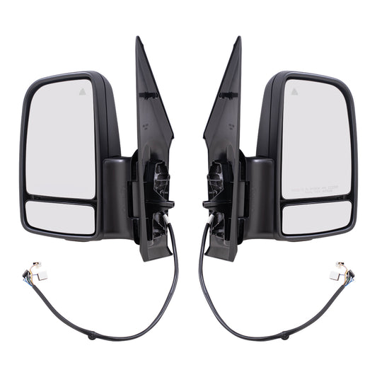 Brock Replacement Driver and Passenger Side Power Mirror Short Arms with Heat, Signal, Manual Fold & Blind Spot Detection Compatible with 2019-2020 Sprinter Cargo 3500XD (907)/ 4500 (907)