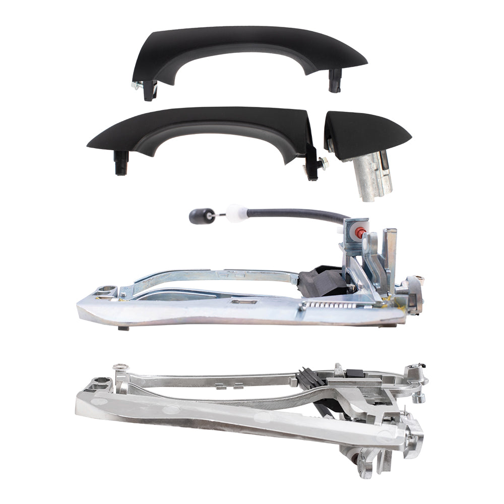Brock Replacement Front and Rear Outside Door Handles and Carriers with Cable and Base 8 Piece Set Compatible with 2000-2006 X5