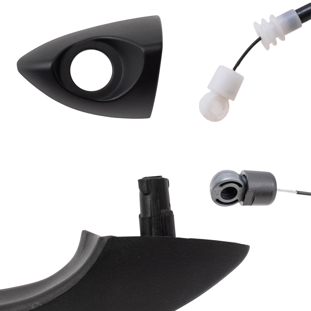 Brock Replacement Front and Rear Outside Door Handles and Carriers with Cable and Base 8 Piece Set Compatible with 2000-2006 X5