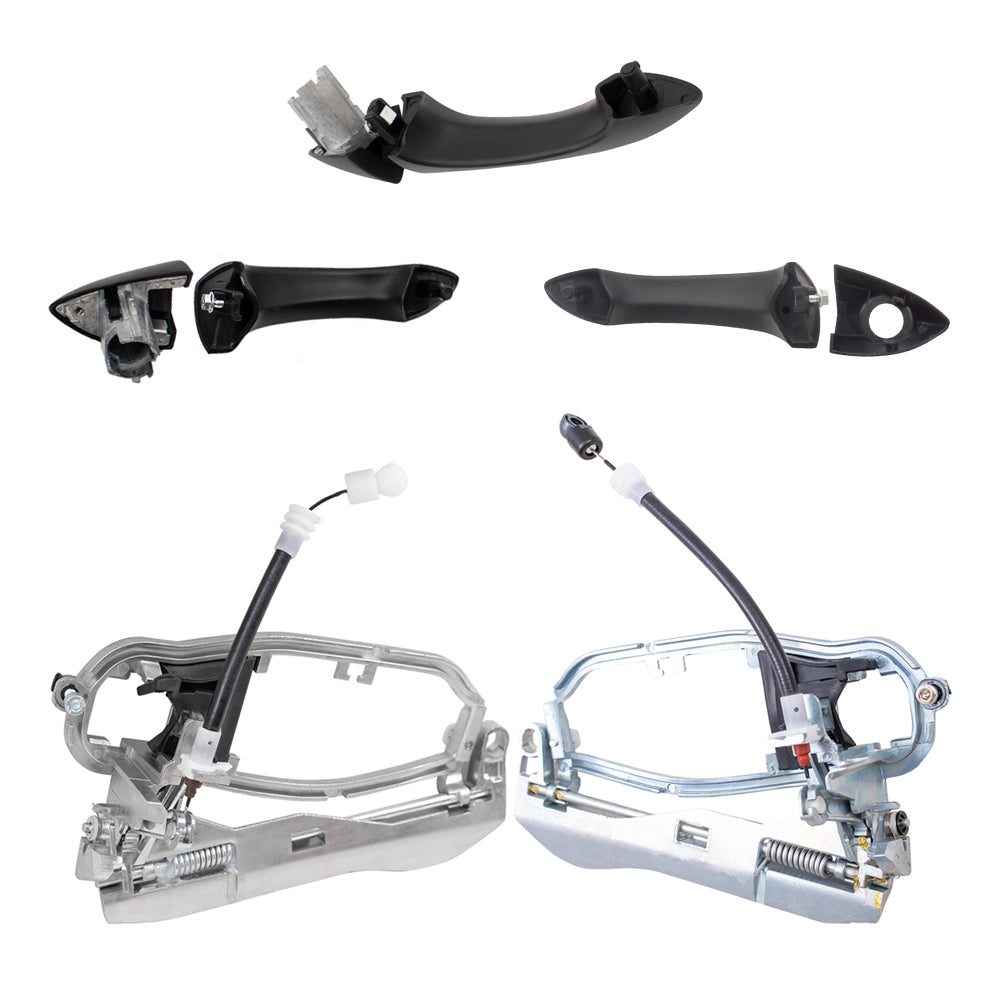 Brock Replacement Front and Rear Outside Door Handles and Carriers with Cable and Base 8 Piece Set Compatible with 2000-2006 X5