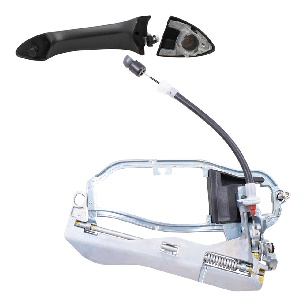 Brock Replacement Rear Driver Side Textured Black Outside Door Handle Without Keyhole and Door Handle Carrier with Cable Base Set Compatible with 2000-2006 X5