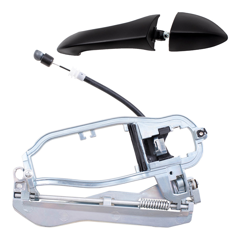 Brock Replacement Rear Passenger Side Textured Black Outside Door Handle Without Keyhole and Door Handle Carrier with Cable Base Set Compatible with 2000-2006 X5