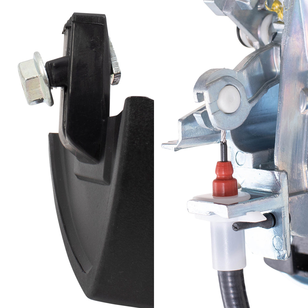 Brock Replacement Rear Passenger Side Textured Black Outside Door Handle Without Keyhole and Door Handle Carrier with Cable Base Set Compatible with 2000-2006 X5