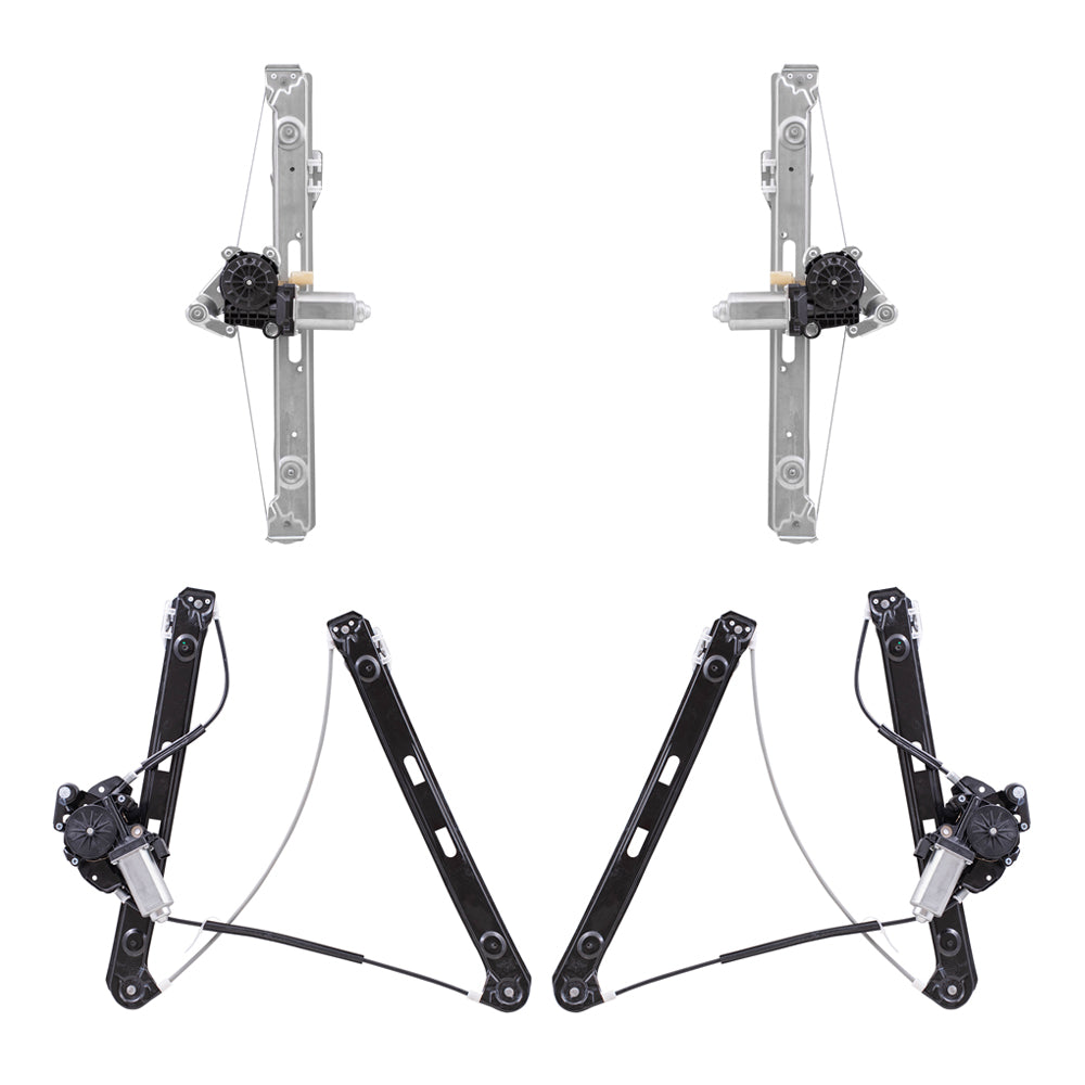 Brock Replacement Driver and Passenger Side Front and Rear Power Window Regulators with Motor 4 Piece Set Compatible with 1999-2005 3-Series Sedan or Wagon