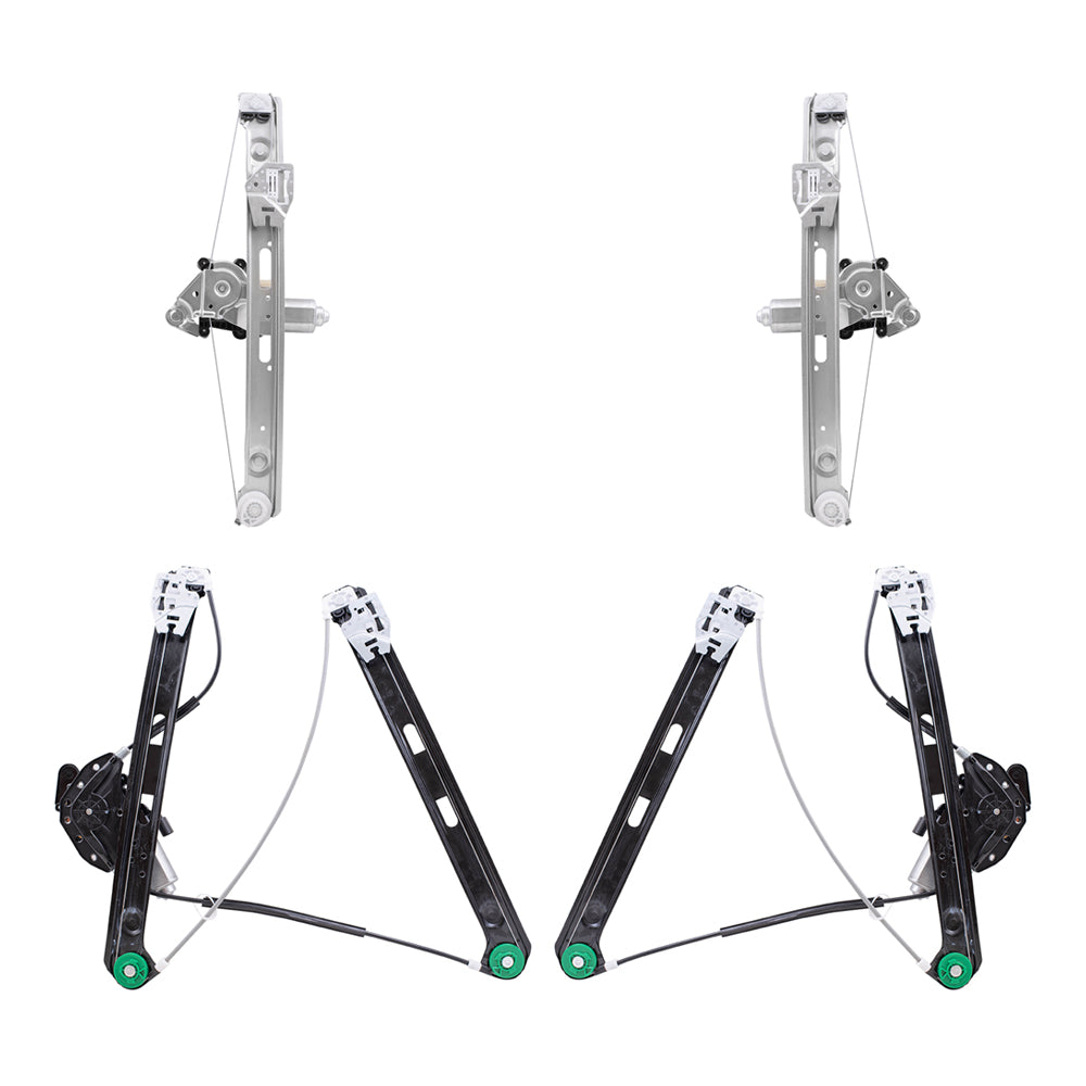 Brock Replacement Driver and Passenger Side Front and Rear Power Window Regulators with Motor 4 Piece Set Compatible with 1999-2005 3-Series Sedan or Wagon