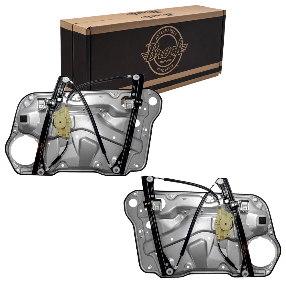 Brock Replacement Front Driver and Passenger Side Power Window Regulators without Motor with Interior Door Panel Compatible with 1999-2005 A4 1999-2005 Golf both Gen 4 ONLY 1J4837461H 1J4837462H