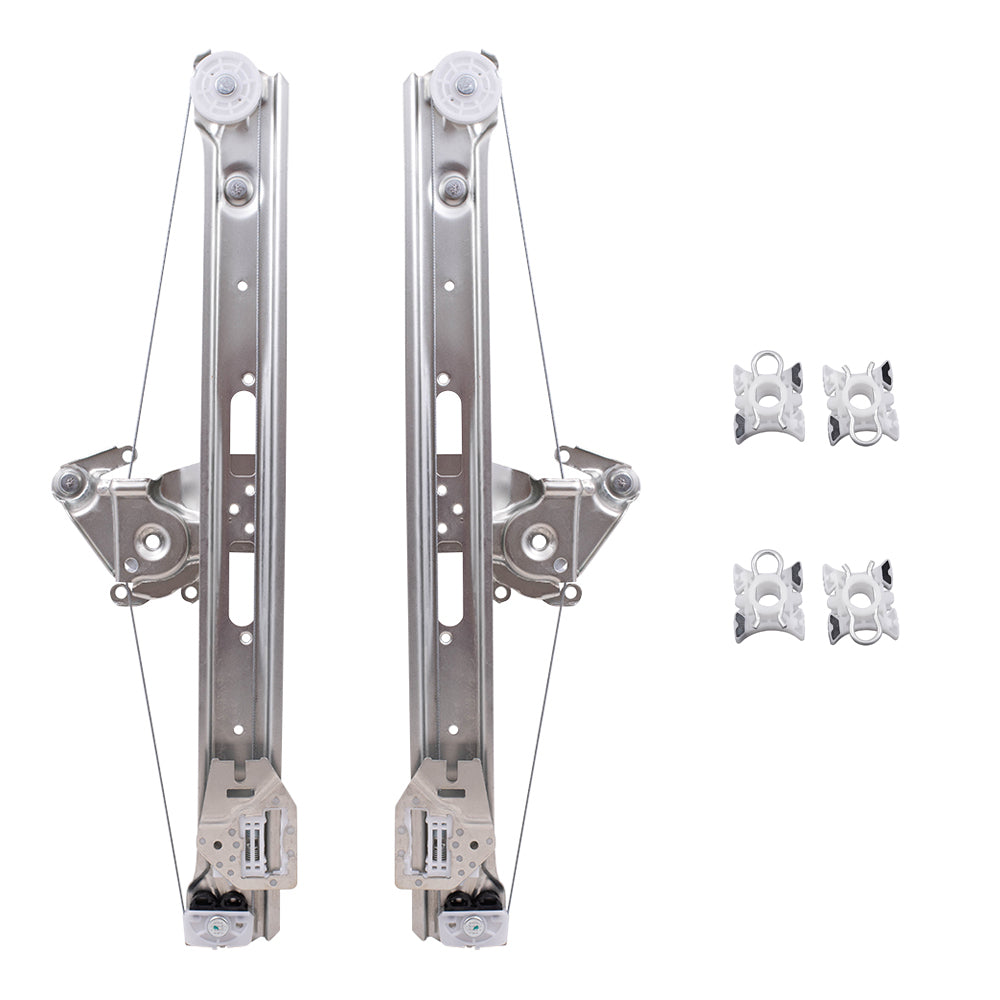 Brock Replacement Pair of Rear Power Window Lift Regulators & Four Sliding Pivot Clips Compatible with 1999-2005 3 Series Sedan Wagon 51358212099 51358212100
