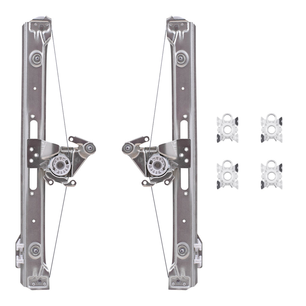 Brock Replacement Pair of Rear Power Window Lift Regulators & Four Sliding Pivot Clips Compatible with 1999-2005 3 Series Sedan Wagon 51358212099 51358212100