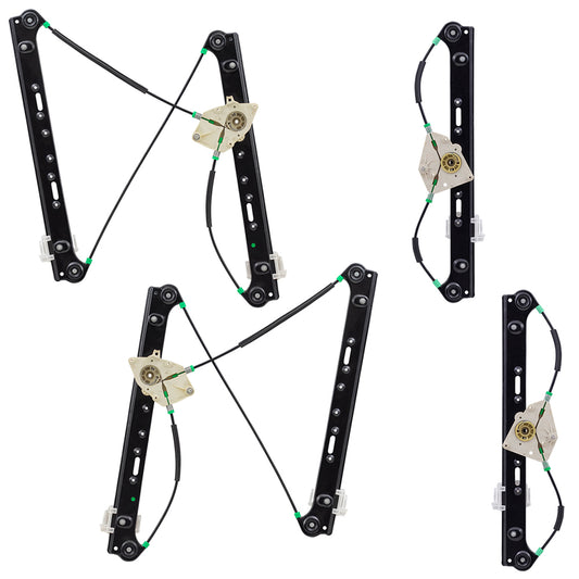 Brock Replacement 4 Piece Set of Front and Rear Power Window Lift Regulators Compatible with 2004-2010 X3 51333448249 51333448250 51353448251 51353448252