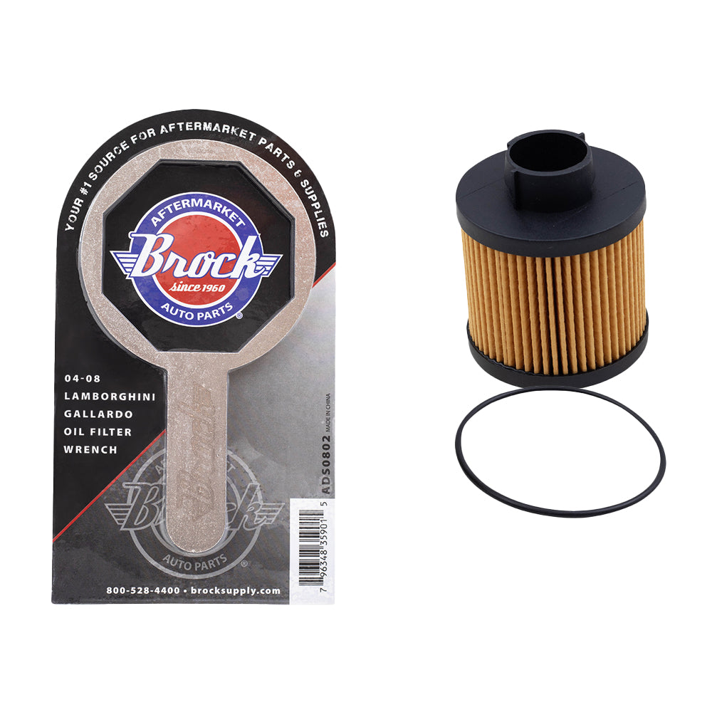 Brock Replacement Oil Filter with Wrench Tool Set Kit Compatible with 2004-2008 Gallardo Spyder Coupe Superleggera SE Base Nera 07L115561C
