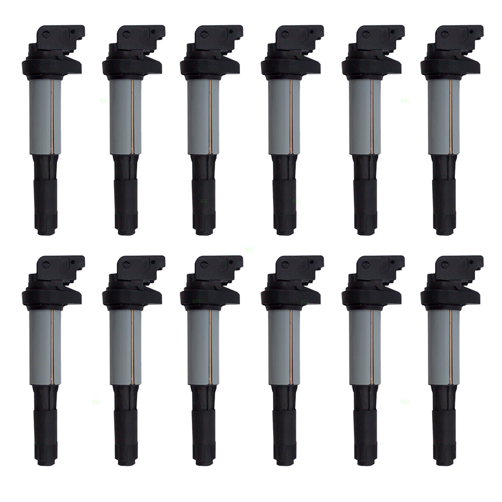 Brock Replacement 12 Piece Set of a Dozen Ignition Spark Plug Coils Compatible with 2004 2005 2006 2007 2008 2009 2010 Phantom 6.7L 12 cyl 12 13 7 551 260