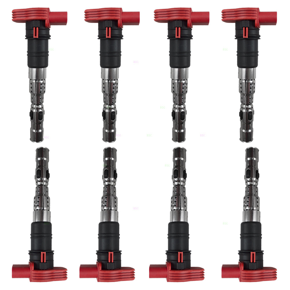 Brock Replacement 8 Piece Set Ignition Spark Plug Coils Compatible with A6 / A8 Quattro Allroad Quattro S4 4.2L 8 cyl 077905115T 5C1437