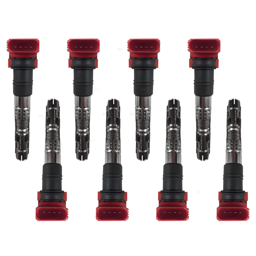 Brock Replacement 8 Piece Set Ignition Spark Plug Coils Compatible with A6 / A8 Quattro Allroad Quattro S4 4.2L 8 cyl 077905115T 5C1437
