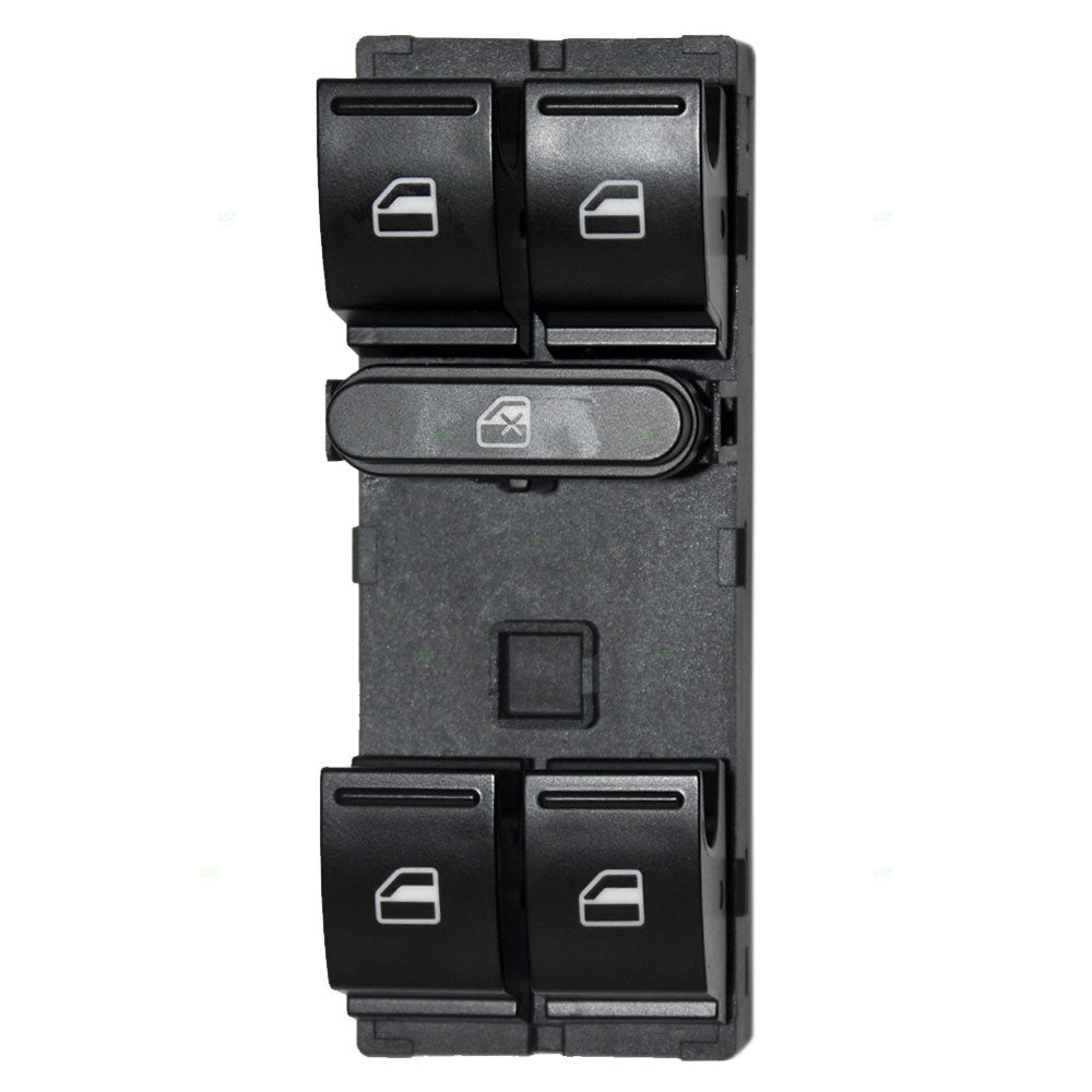 Brock Replacement Front Driver Side Power Window Master Switch with Black-White Button Compatible with CC/ Passat & Passat CC/ GTI/ Golf/ Jetta/ Tiguan