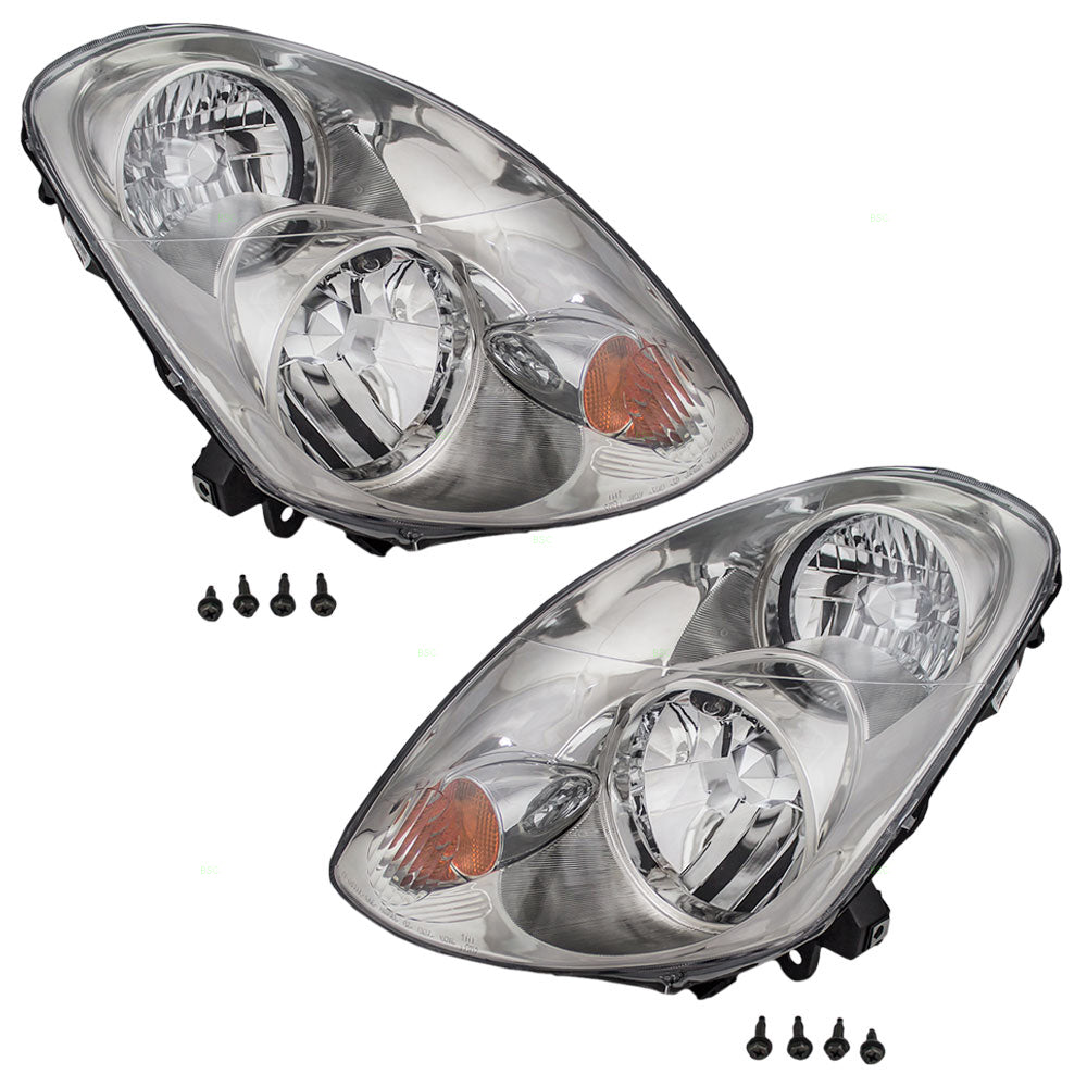 Brock Replacement Driver and Passenger Halogen Headlights Headlamps Compatible with 03-04 H35 Sedan Halogen 26060AC025 26010AC025