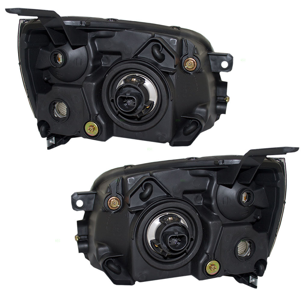 Brock Replacement Driver and Passenger Halogen Headlights Headlamps with Chrome Bezels Compatible with 04-09 Glant MN161851 MN161852