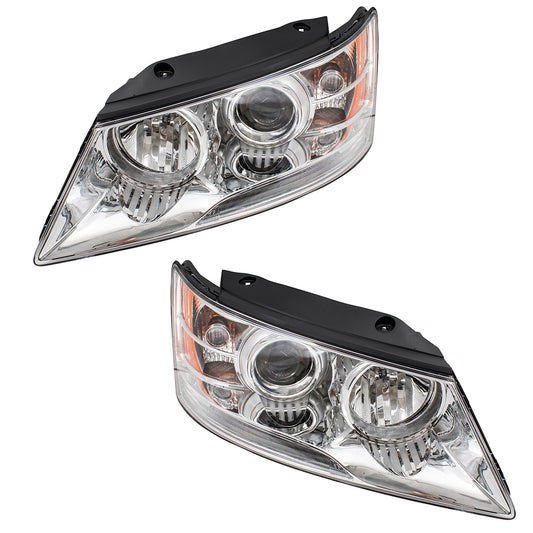 Brock Replacement Driver and Passenger Headlights Headlamps Compatible with 2009-2010 Sonata 921010A500 921020A500