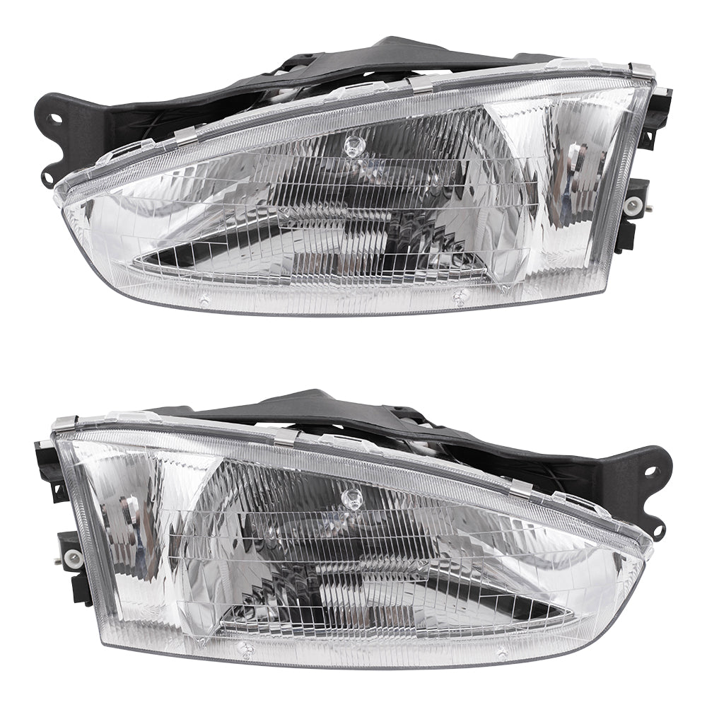 Brock Replacement for Driver and Passenger Headlights Headlamps Compatible with 97-02 Mirage MR296307 MR296308