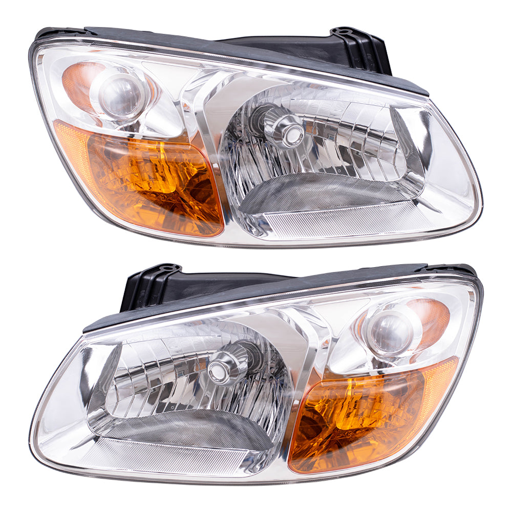 Brock Replacement Driver and Passenger Headlights Headlamps with Chrome Bezels Compatible with Spectra & Spectra5 921012F530 921022F530