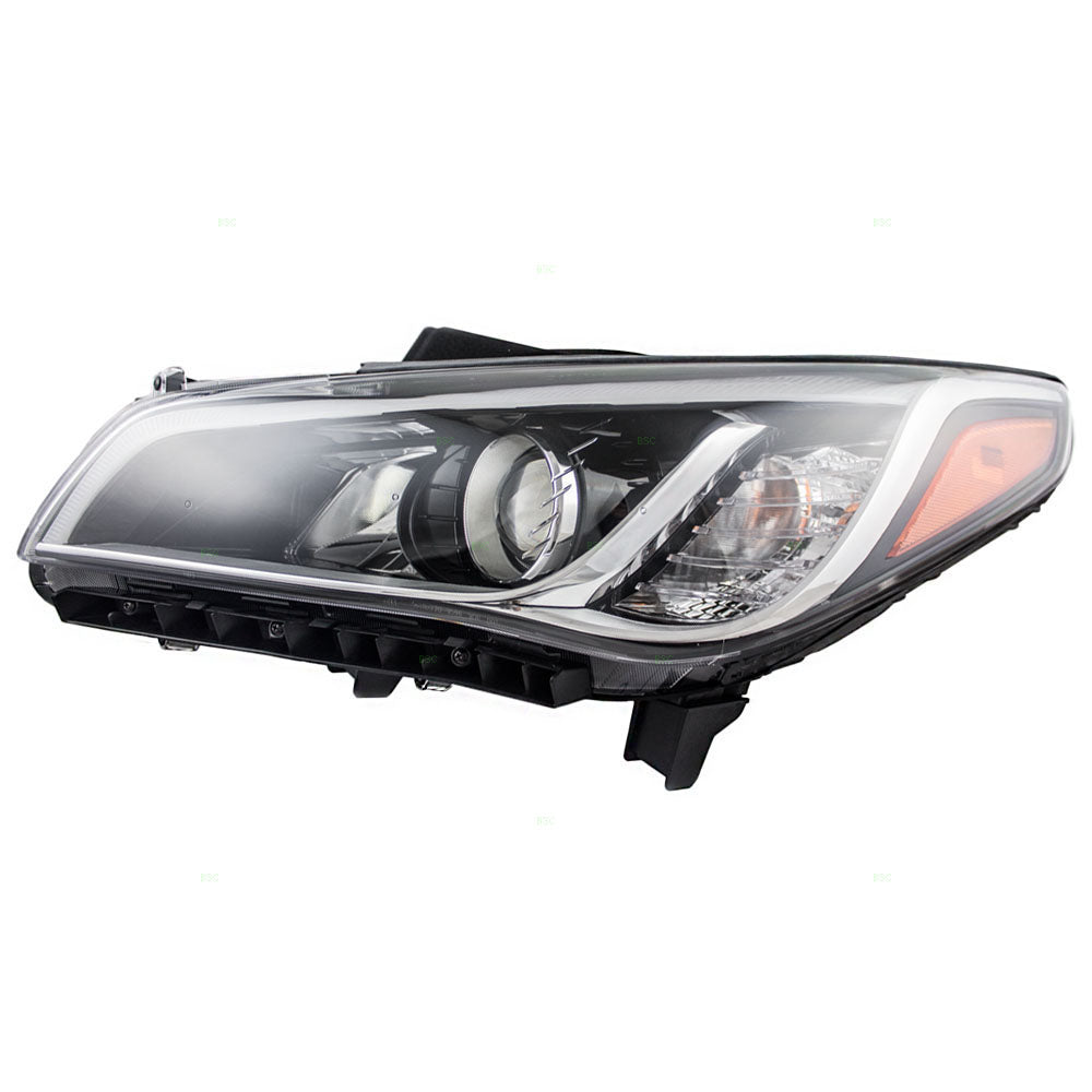 Brock Drivers Combination Headlamp Halogen Lens Headlight for 15-17 Hyundai Sonata