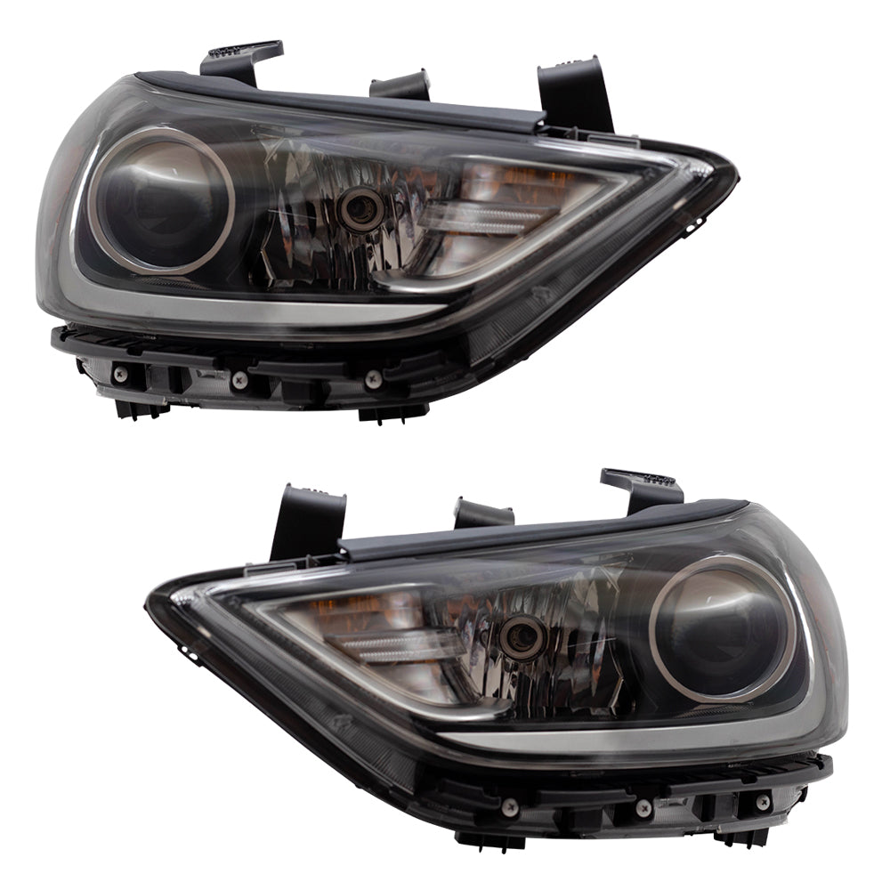 Brock Replacement Pair Headlights Driver and Passenger Halogen Headlamp Set Compatible with 2017-2018 Elantra Sedan 92101F3000 92102F3000